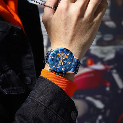 Mens Stainless Steel Creative Waterproof Analog Watches