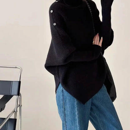 Irregular Wide V Neck Women Sweaters