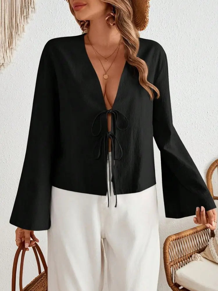 Sleeveless V Neck Lace Patchwork Blouse For Women Loose Hollow Out Summer Tee Shirt Casual Streetwear Tank Top