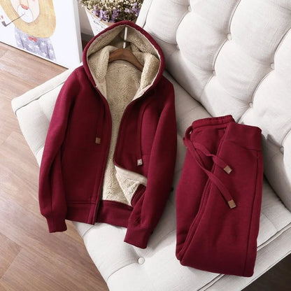 Women S Autumn Winter Fleece Lined Hooded Sweatshirt 2 Piece Set Casual Style With Skirt Cozy Outfits