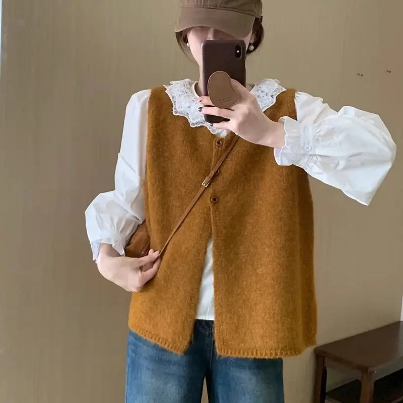 Korean Style Plus Size Autumn Sleeveless Vest For Women