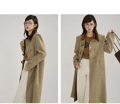 Classic Houndstooth Wool Coat – British Style Single-Breasted Winter Jacket