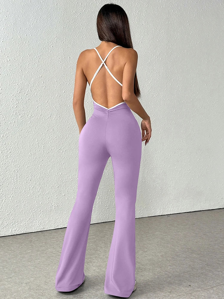 Contemporary Bold: Skew-Collar Lace-Up Slim Jumpsuit