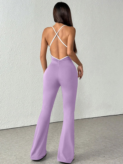 Contemporary Bold: Skew-Collar Lace-Up Slim Jumpsuit