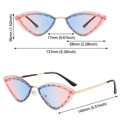 Vintage Rimless Cat Eye Sunglasses