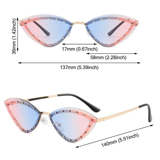 Vintage Rimless Cat Eye Sunglasses