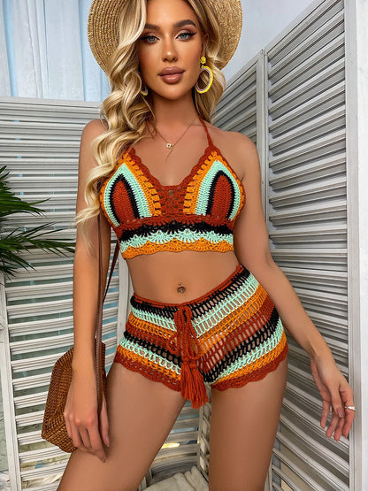 Super Creative Design Crochet Strapless Bikini Suit