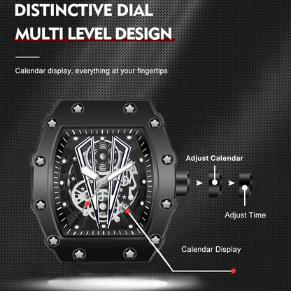 Mens Skull Dial Silicone Waterproof Analog Watches