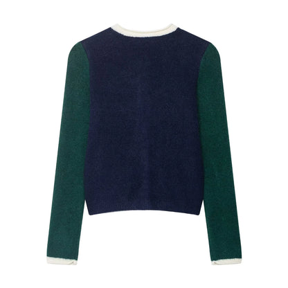 Color-Block Knit Cardigan for Women – 2025 Fashion Trend