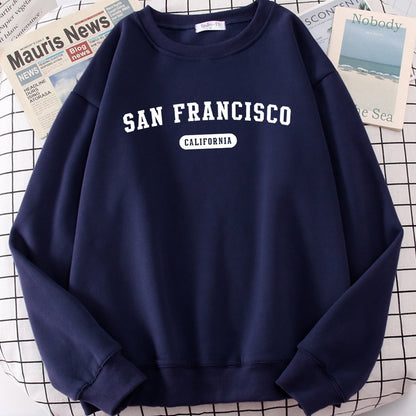 Men's San Francisco Letter Print Sweatshirt – Casual Hooded Loose Crewneck Pullover, Autumn Fleece Streetwear