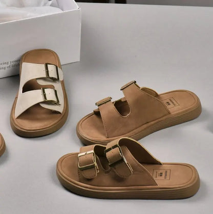 Luxury Cork Flat Slippers for Women – Summer Beach Sandals