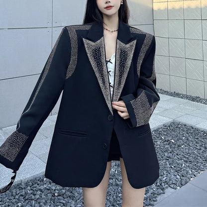 Oversized BF-Style Jacket – Retro Beaded Tatting Coat for Women