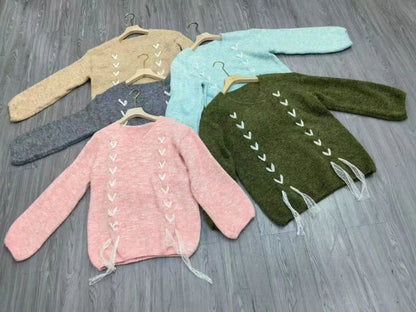 2025 Fall Winter White Knitted Sweater For Women Fashion Sweatshirt Luxury Designer Knit Pink Elegant Tops