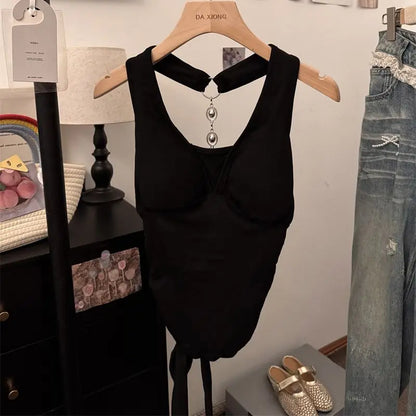 Urban Edge: Casual Sleeveless Streetwear Crop