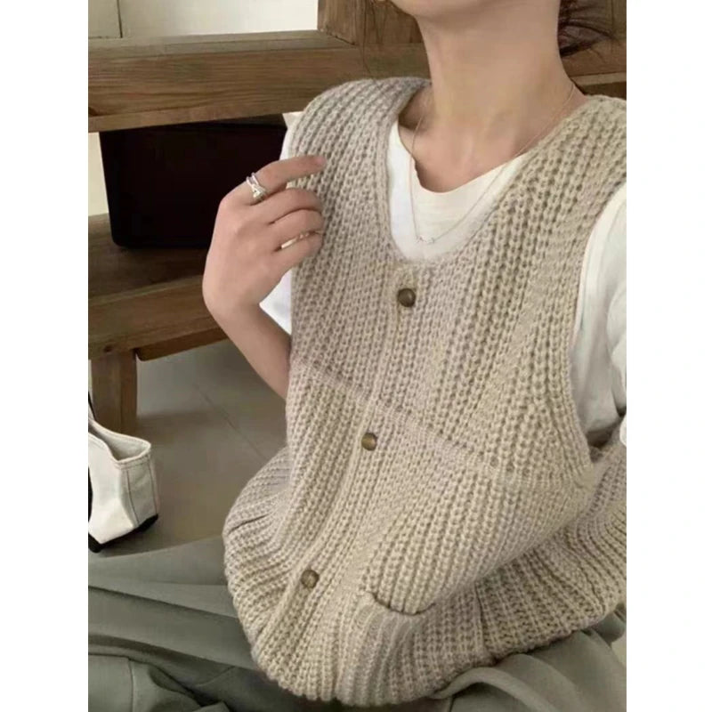Chic Knitted Vest for Effortless Korean Casual Street Style Layering