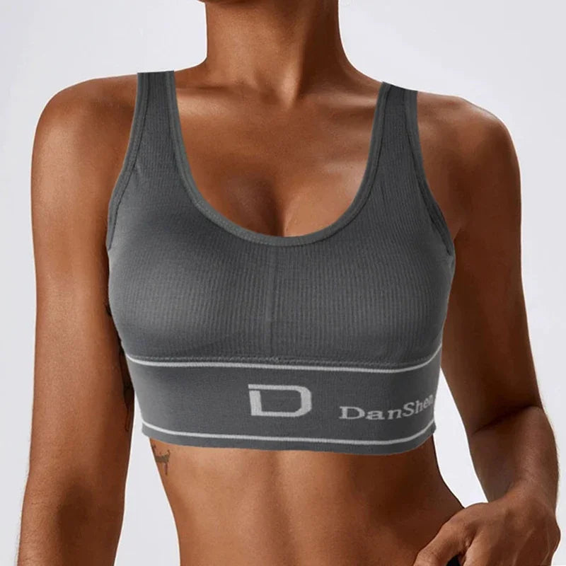 Active Lifestyle: Sporty Ribbed Grey Sports Bra