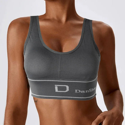 Active Lifestyle: Sporty Ribbed Grey Sports Bra