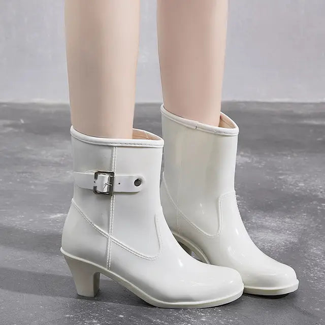 New Spike Heels Waterproof Women's Rain Ankle Boots