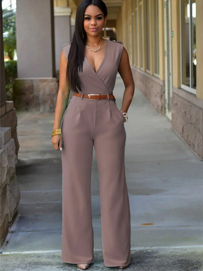 Office Style Fashion Black One Pieve V Neck Women Jumpsuit Romper
