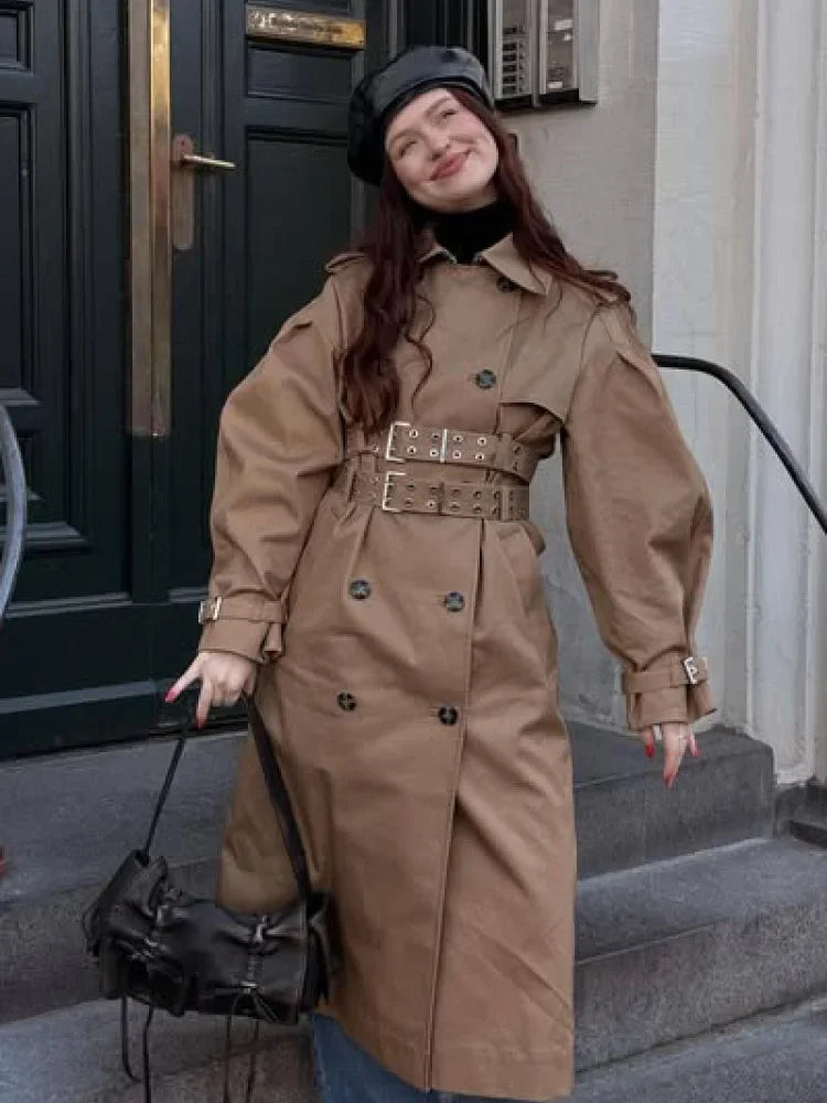 Oversize Long Single Breasted Womens Trench Coat