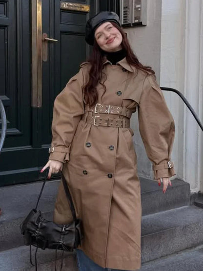 Oversize Long Single Breasted Womens Trench Coat