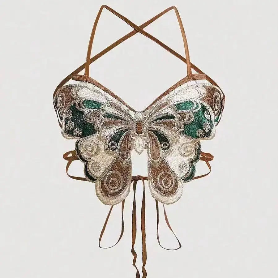 Crochet Butterfly Wings Design Sexy Crop Top