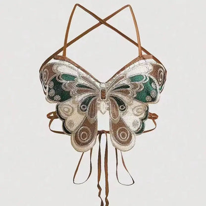 Crochet Butterfly Wings Design Sexy Crop Top