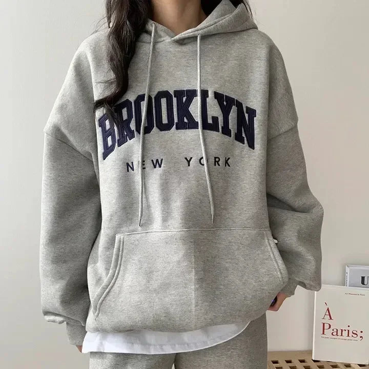 Brooklyn 1898 New York Hoodie Unisex Oversized Korean Streetwear Sweatshirt