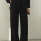 Casual Solid Blazer Suit Women High Waist Straight Pants Office Outfits