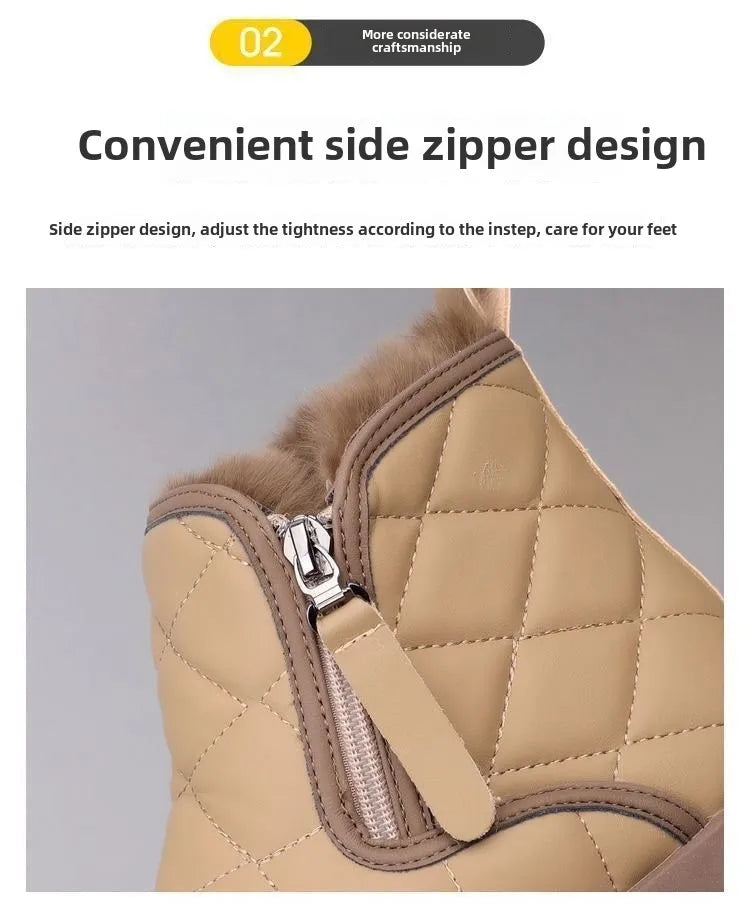 Warm Plush Inside Zipper Black Boots For Women