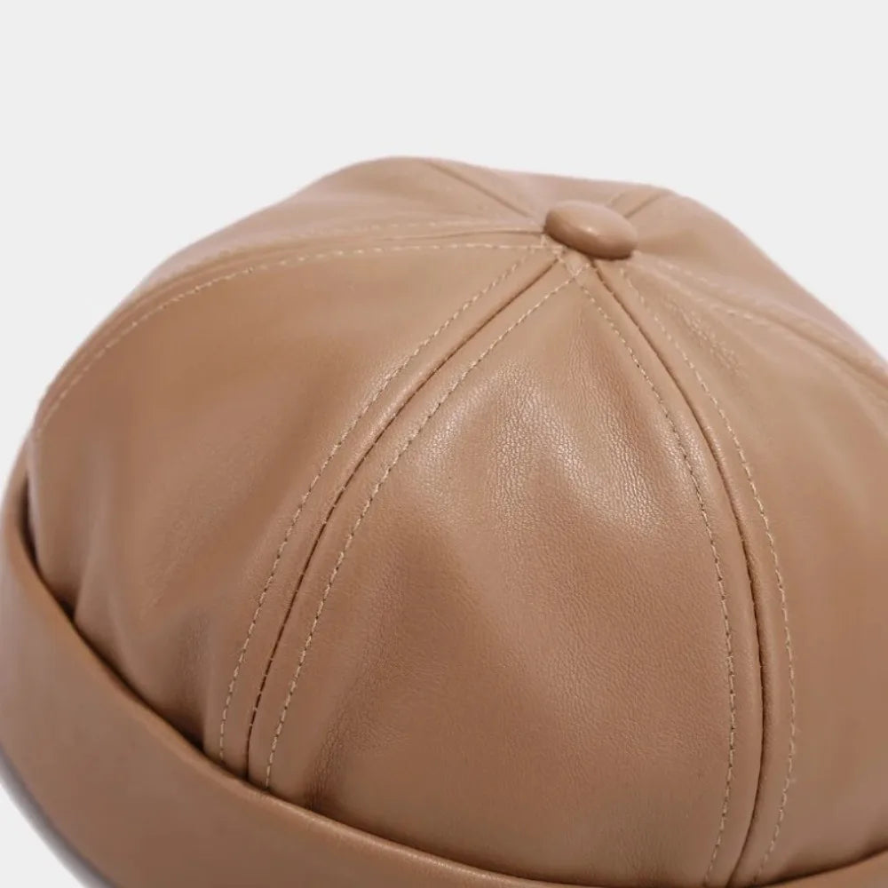 Vintage Heritage: Retro PU Leather Docker-Style Landlord Cap