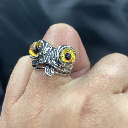 Big-Eyed Frog Ring – Retro Acrylic Adjustable Unisex Statement Ring
