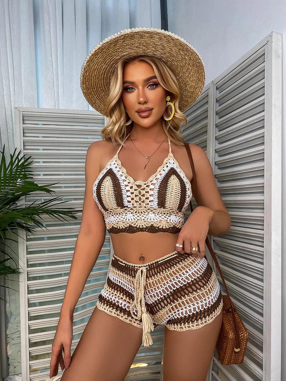 Super Creative Design Crochet Strapless Bikini Suit