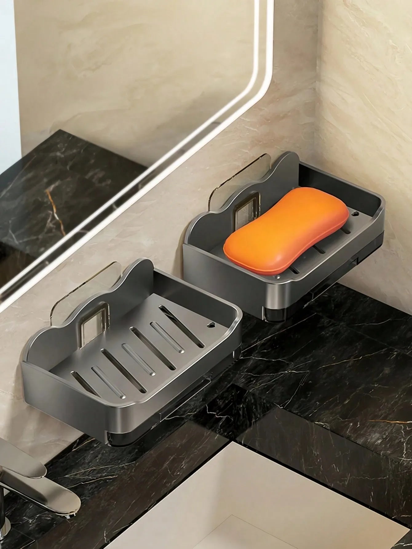 No Drilling Wall Mounted Double Layer Soap Sponge Holder