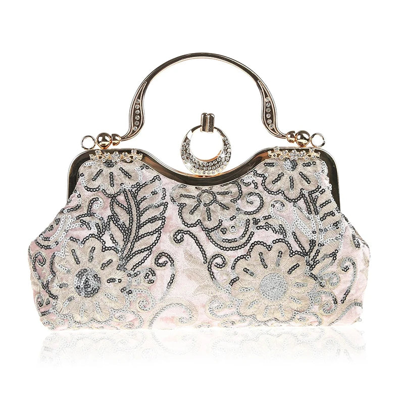 Queen Style Antique Crystal Beaded Evening Handbag