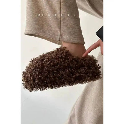 Womens Queen Crown Themed Flat Furry Winter Home Slippers