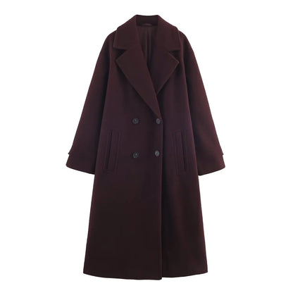 Classic Wool-Blend Overcoat – Elegant Long Coat for Women