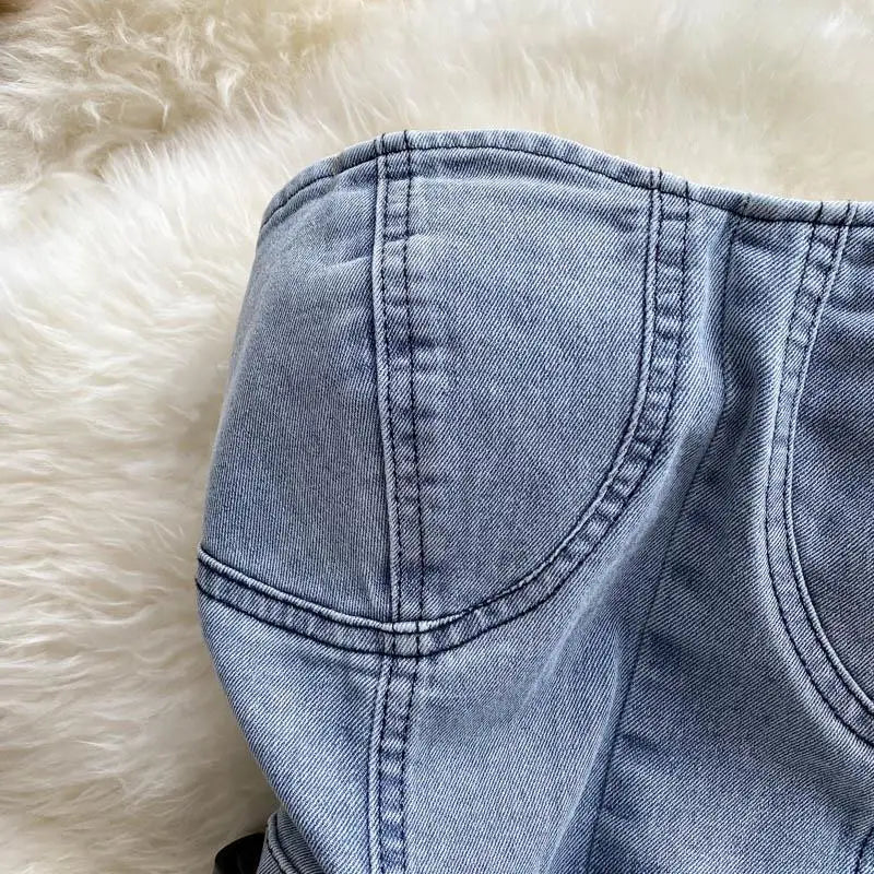 Off Shoulder Denim Romper for Women – Vintage Wide Leg Summer Jumpsuit 2026