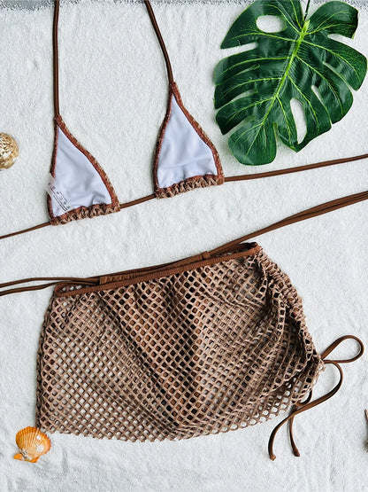Sunkissed Mesh Bikini & Skirt Set - Ultimate Beach Aesthetic