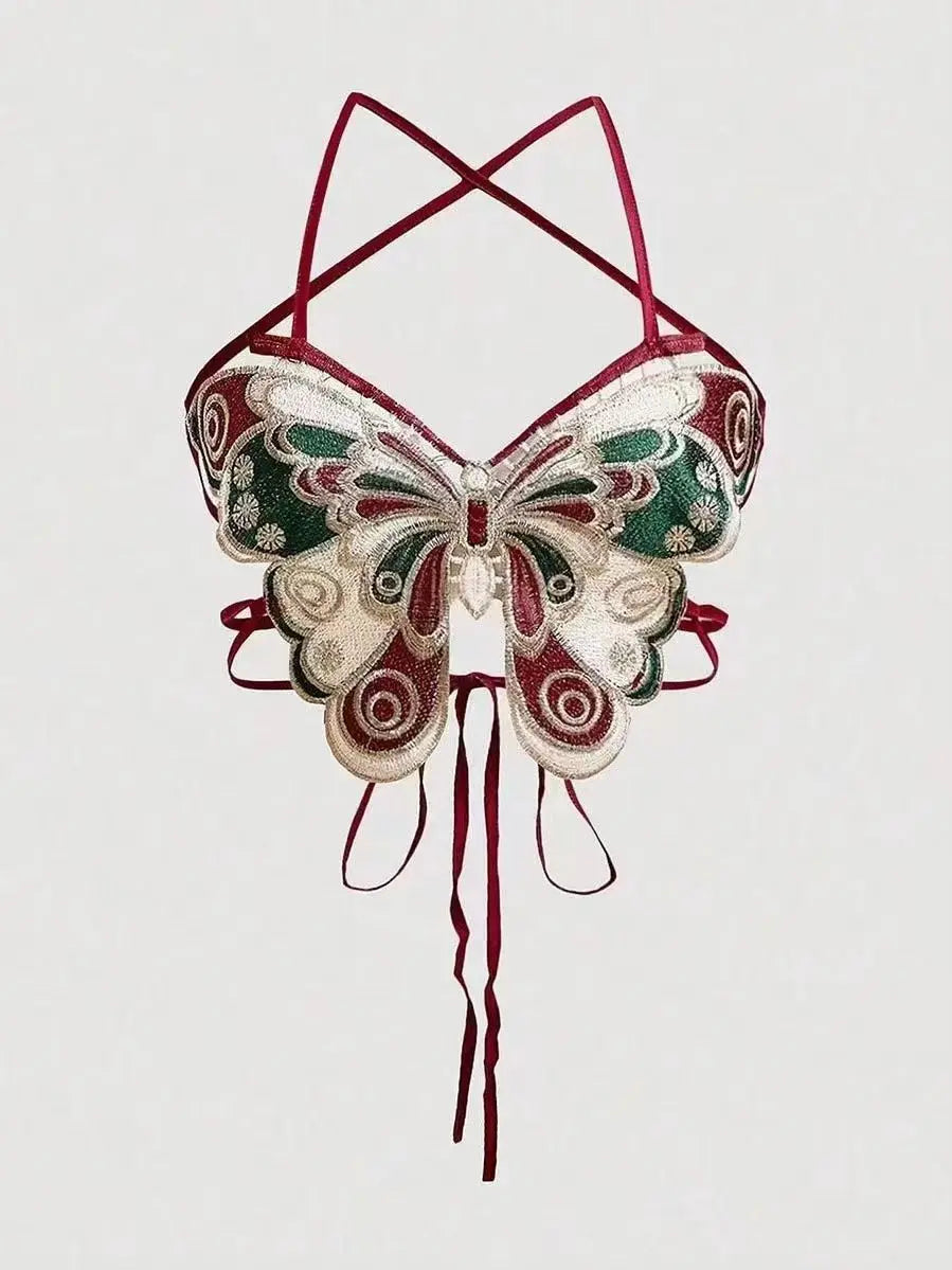 Crochet Butterfly Wings Design Sexy Crop Top