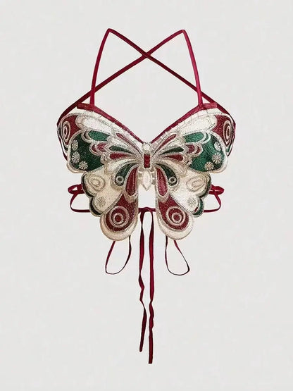 Crochet Butterfly Wings Design Sexy Crop Top