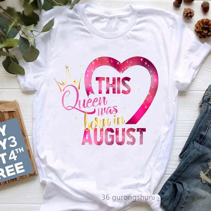 Queens Birthday Graphic Tee Womens Casual Fashion Round Neck T Shirt Short Sleeve Printed Top Harajuku Style