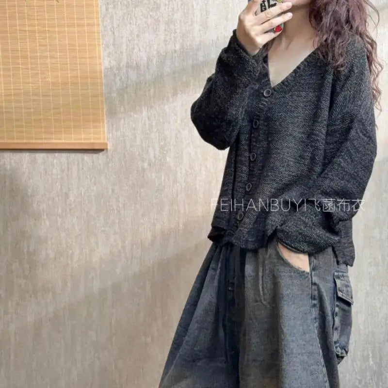 Spring Autumn Style V Neck Line Style Sweaters For Women