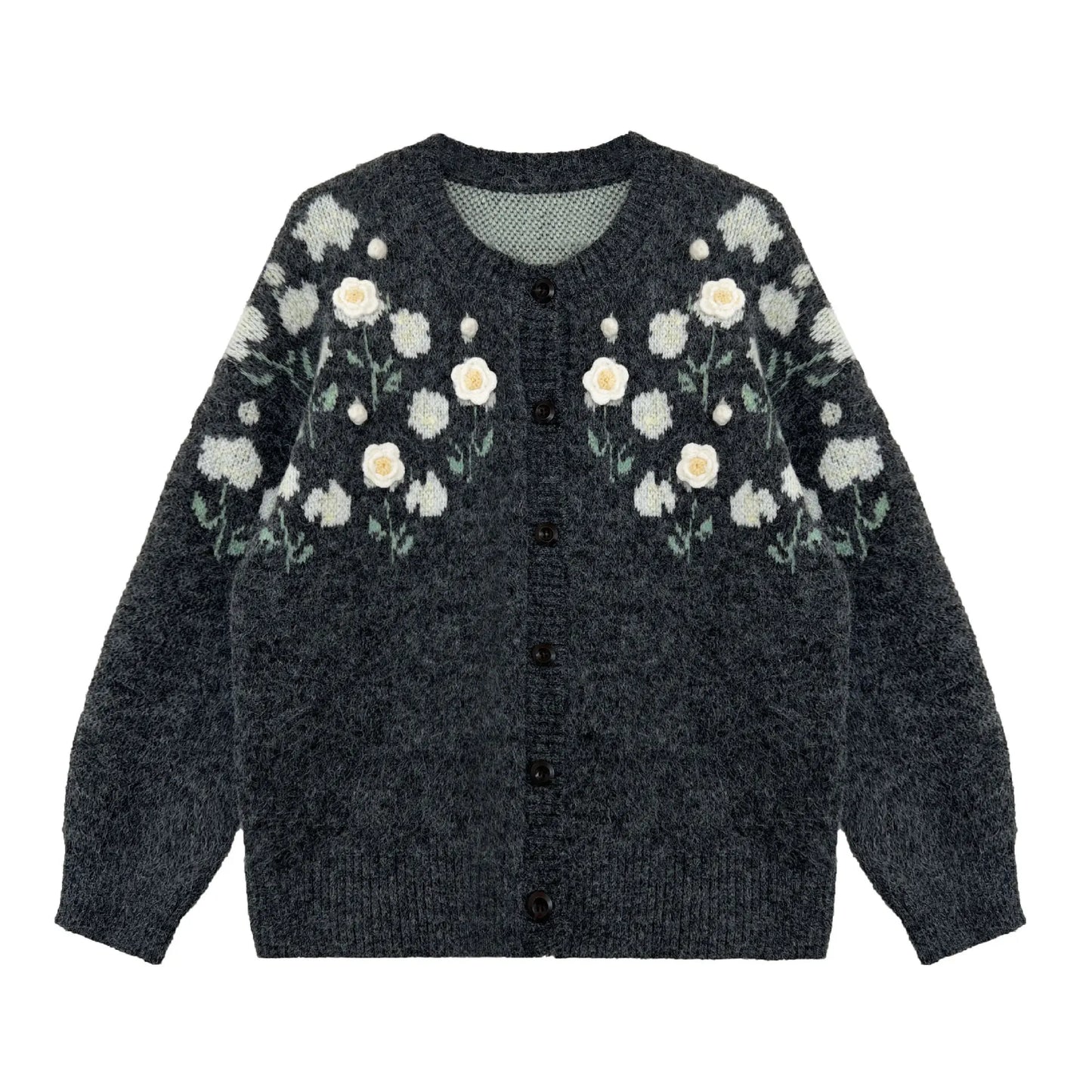 Floral Embroidered Knit Cardigan – Autumn Casual Sweater for Women