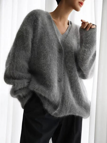 Cozy Mohair Knit Cardigan for Elegant Date Nights