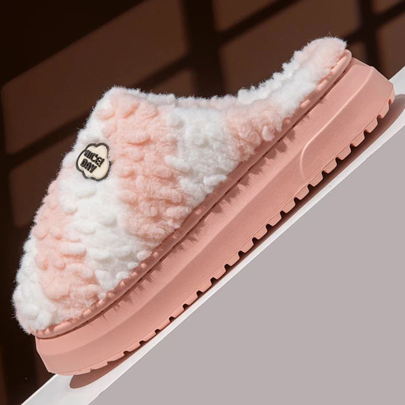 Womens Warm Plush Indoor Slippers