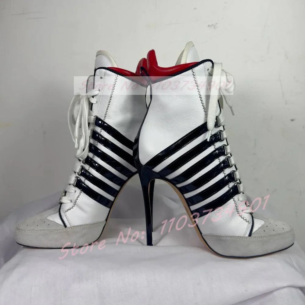 Lace Up Decorated Design High Heel Women Luxury Boots