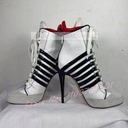 Lace Up Decorated Design High Heel Women Luxury Boots