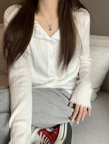 Korean Style O-Neck Knit Cardigan for Women – Autumn 2025