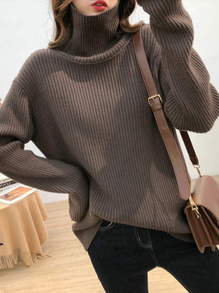 2025 Womens Half Turtleneck Sweater Solid Color Loose Long Sleeve Zipper Top Sporty Casual Autumn Sweatshirt